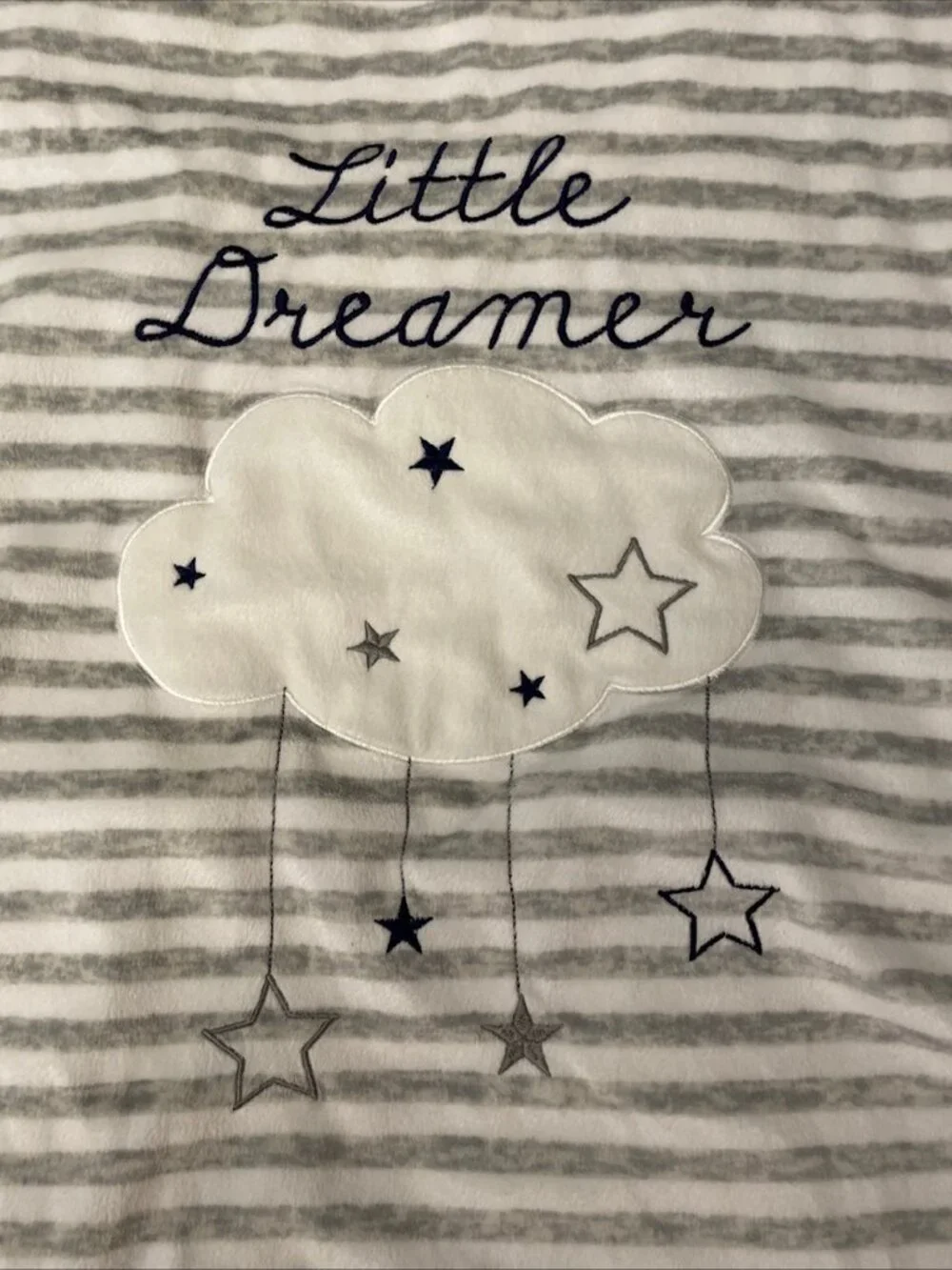 Koala Baby Little Dreamer Cloud Stars Grey/White Striped Navy Blue Lovey Blanket